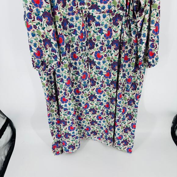Summersalt Cinched Waist Long Sleeve Caftan Midi Dress Floral Print Size 1XL - Picture 6 of 10